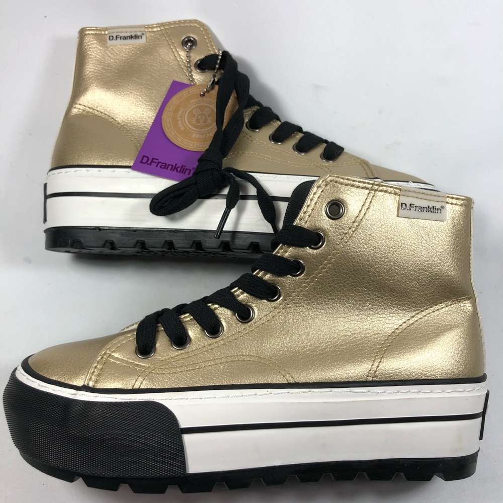 Franklin Women's Gold Platform High-Top Sneakers Size 38EU/ 7US
